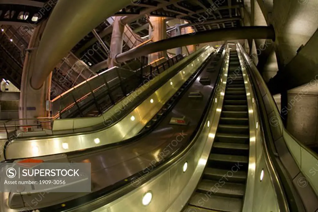 Jubilee line underground escalators in Westminster station London England