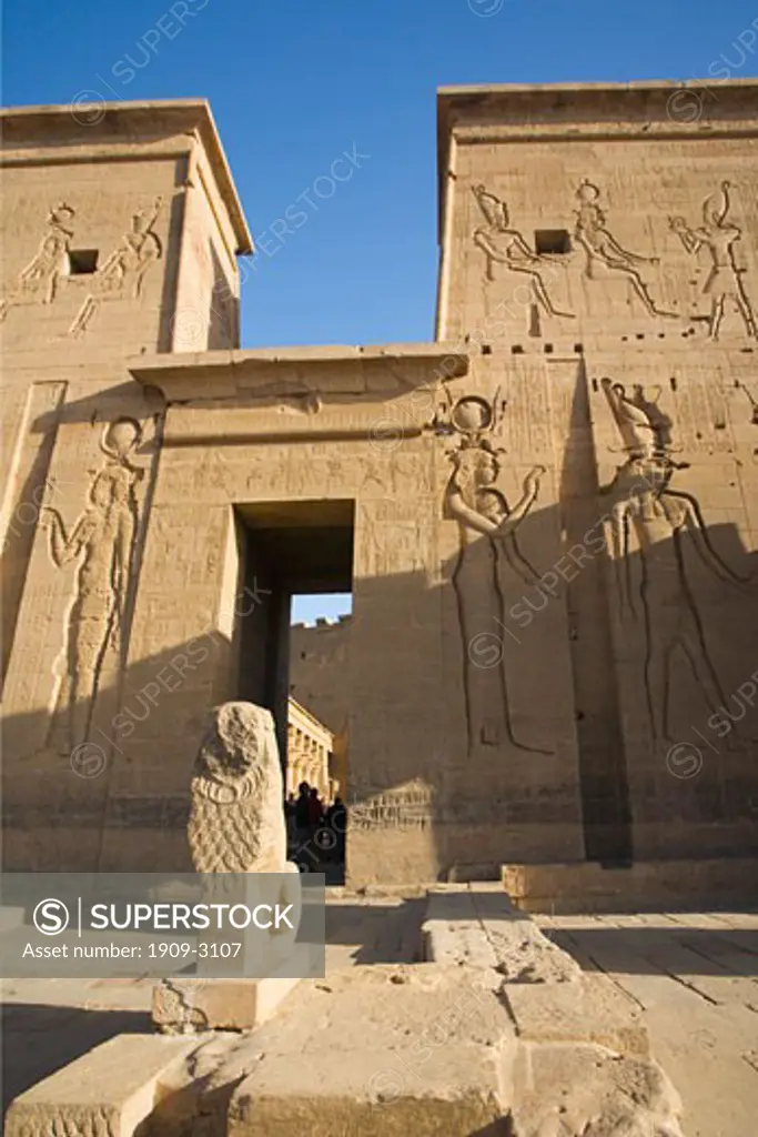 First Pylon of the Temple of Isis Philae in Nubia near Aswan Upper Egypt North Africa Middle East