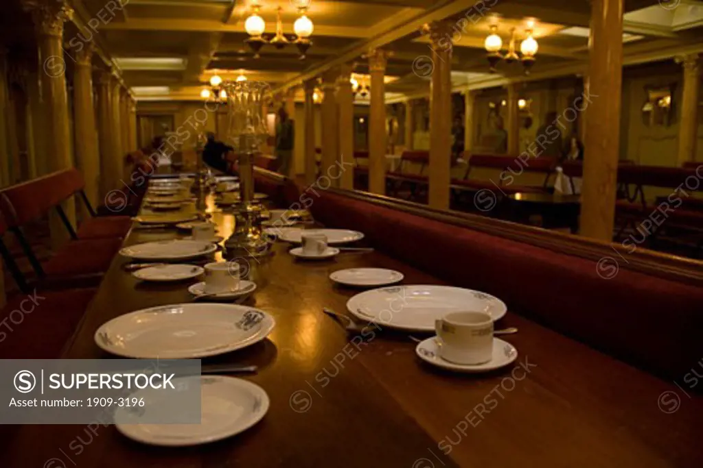 SS Great Britain main dining room on the worlds first large iron ship Bristol Avon Somerset England UK United Kingdom GB Great Britain British Isles Europe EU Launched in 1843