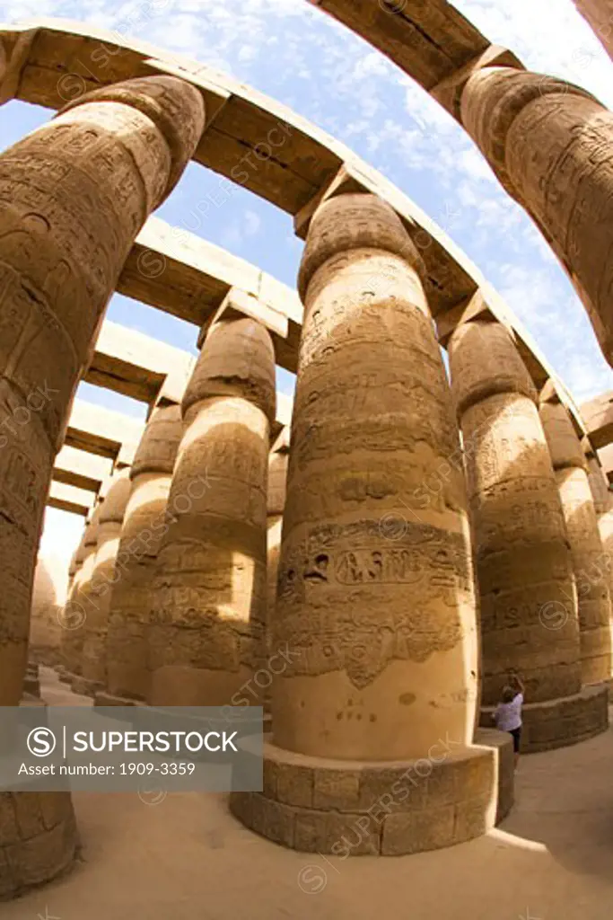 Hypostyle Hall Temple of Amun Karnak in Luxor Egypt North Africa Karnak Temple is the largest temple complex ever built and was gradually enlarged by successive pharoahs over a thirteen hundred year period