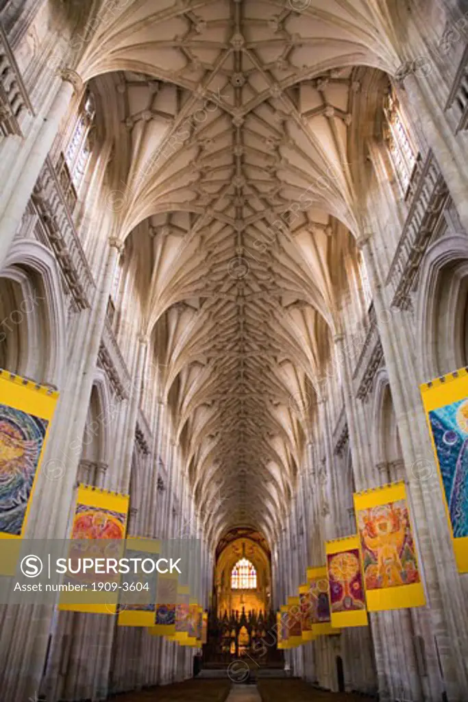 Winchester Cathedral nave interior Hampshire England UK United Kingdom GB Great Britain British Isles Europe EU