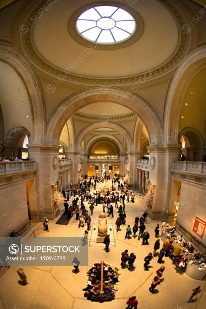 Metropolitan Art Museum and Art Gallery entrance hall lobby with welcome and information desk Museum interior New York City  NY NYC USA United States of America North This image replaces AC7H4H