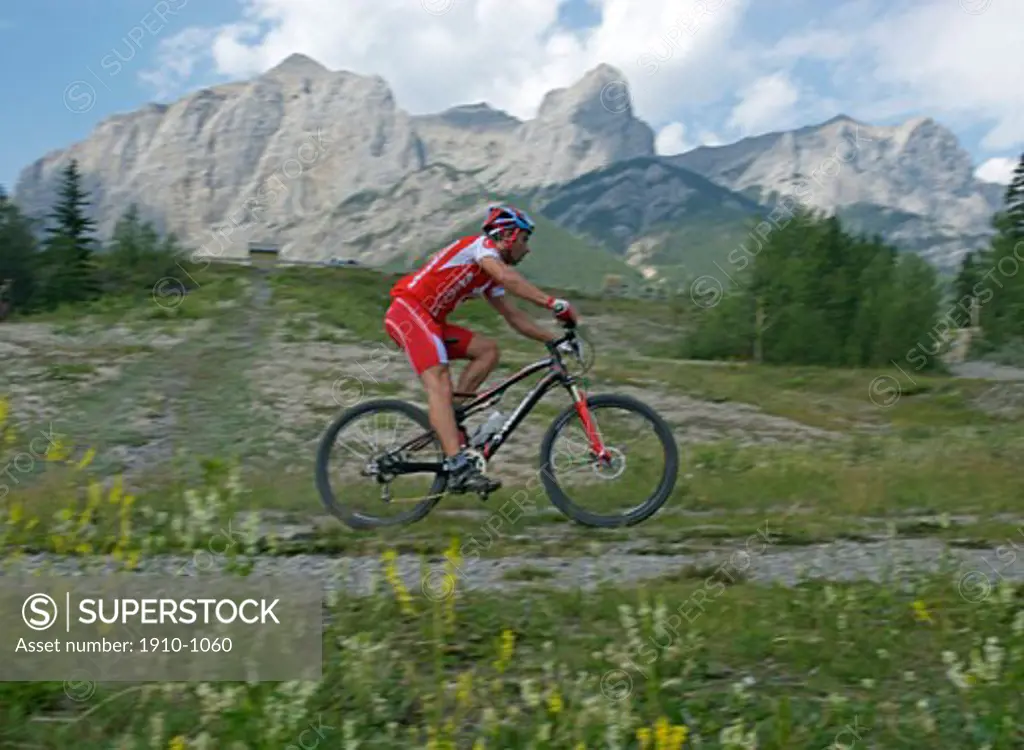 Mountain bike racers compete during annual 24 Hours of Adrenaline Race  help at Canmore  Canada  Alberta