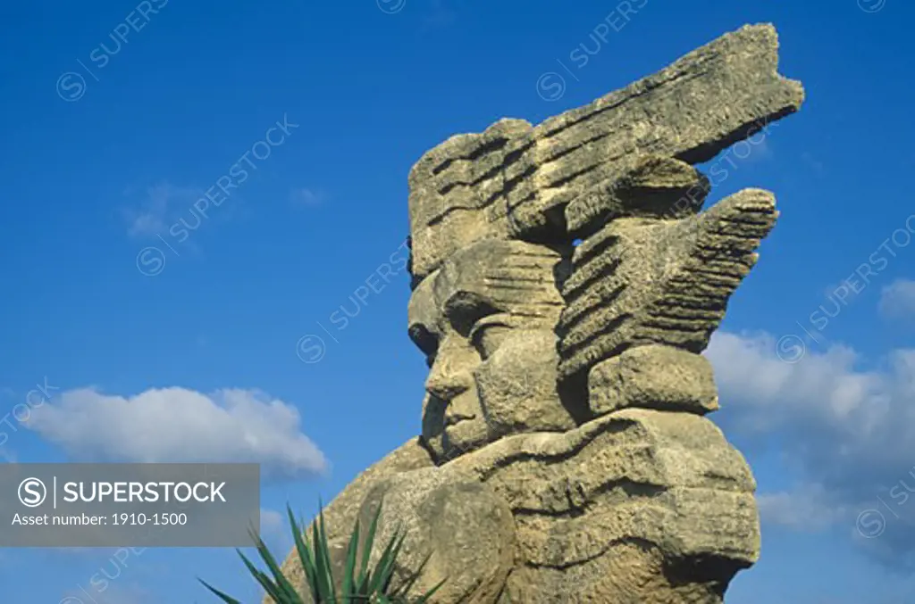 Satue of Aztec god Patecatl  In Aztec mythology Patecatl was a god of healing and fertility and the discoverer of peyote  CUBA Varadero