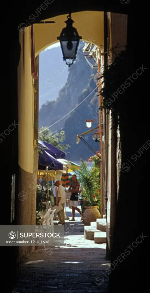 Archway detail of one of 5 famous towns of the Cinque Terre Vernazza It has no car traffic a road leads into a parking lot on the edge of the town and remains one of the truest fishing villages on the Italian Riviera ITALY Liguria