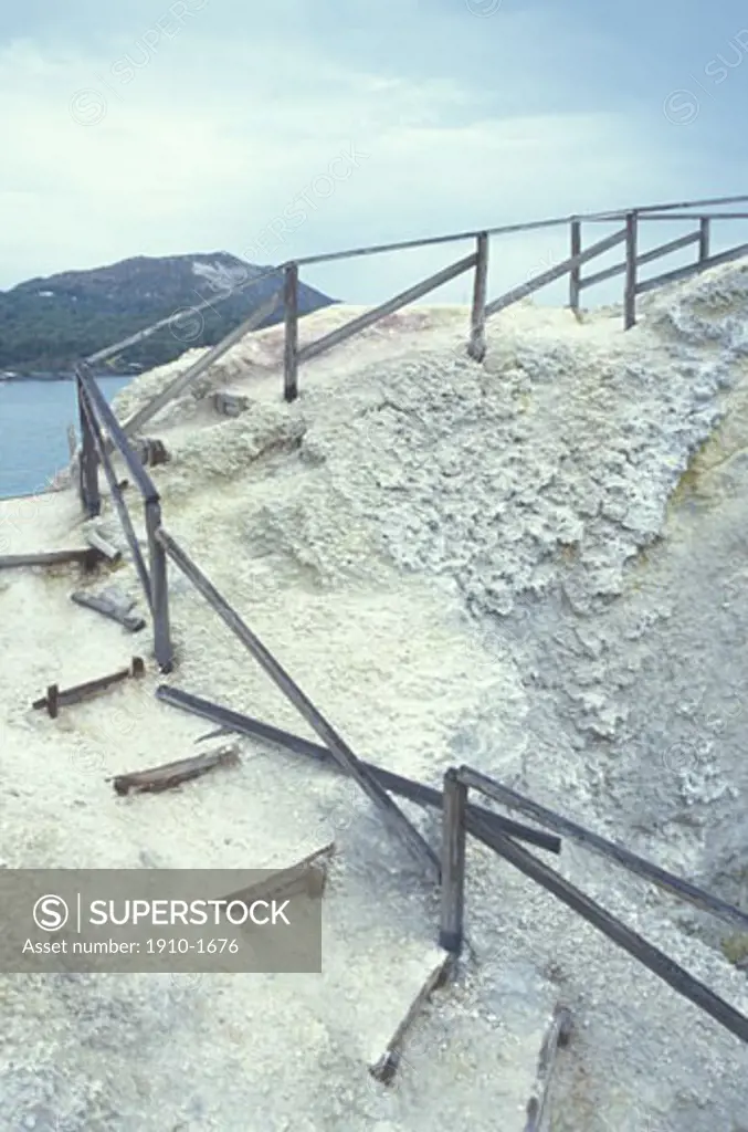 Detail of steps and sulphuric volcanic activity VulcanoVulcano is apart from Stromboli the Eolian island with the most recent volcanic activity eruption of 1888-1890 It offers the most spectacular crater and fumaroles ITALY Aeolian Islands Lipari