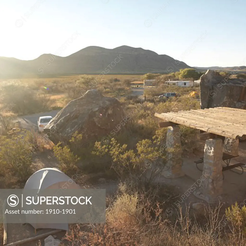 Overview of campground in Hueco Tanks Sate Park USA Texas