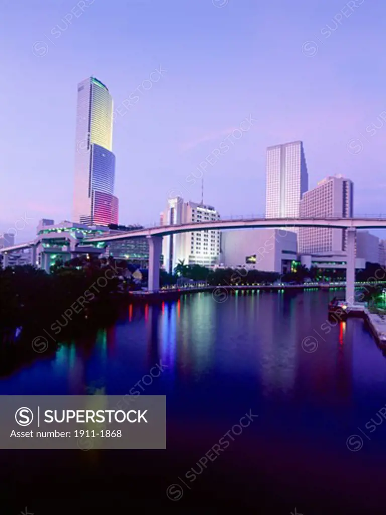 View of Miami City Skyline at Dusk  Miami  Florida  USA