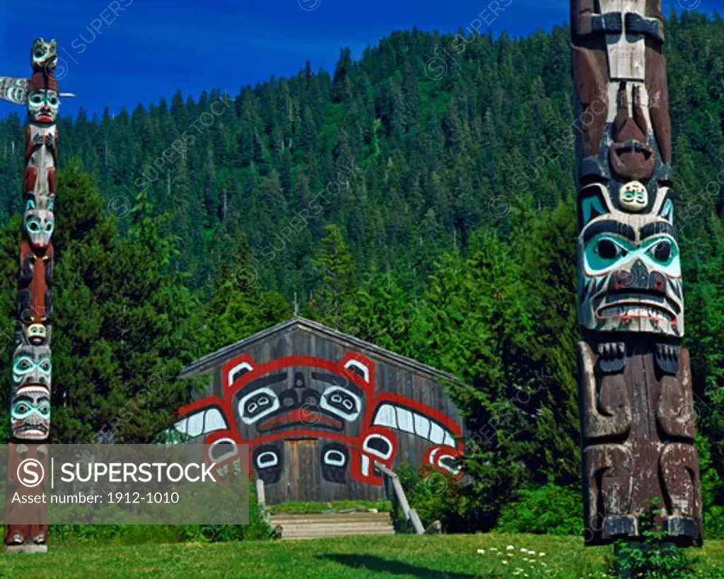 Tlingit Culture Longhouse  Totem  Saxman Totem Village  Ketchikan  Alaska