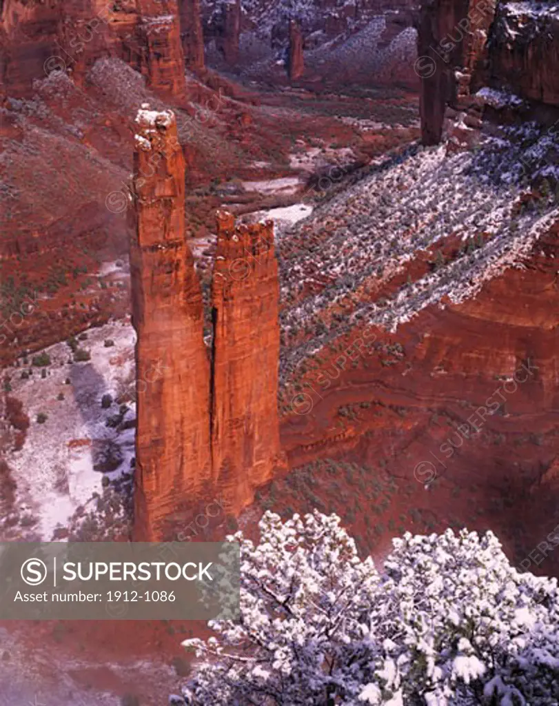 Snow at Spider Rock  Canyon De Chelly National Monument  Arizona