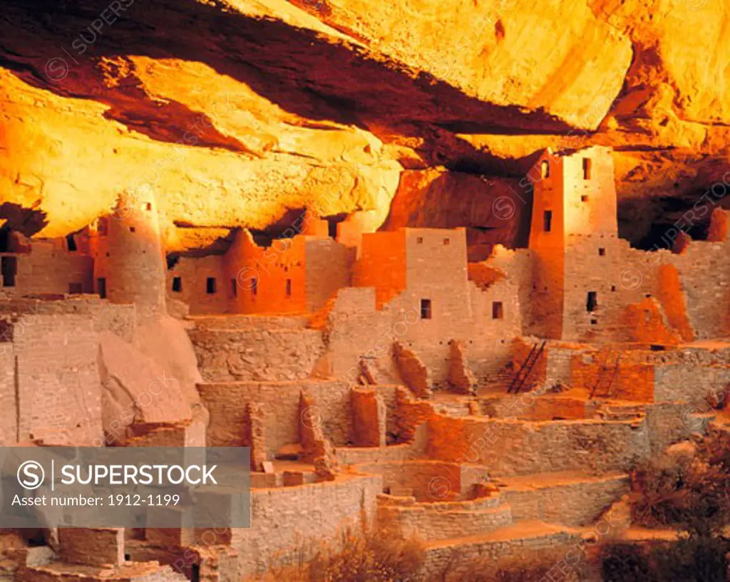 Cliff Palace in Winter Solstice Light  Mesa Verde National Park  Colorado