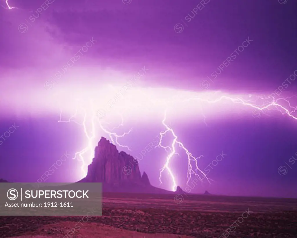 Lightning Strikes at Shiprock  New Mexico