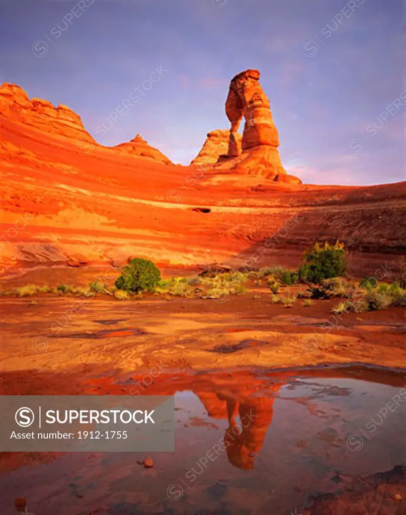 Reflection of Delicate Arch  Arches National Park  Utah