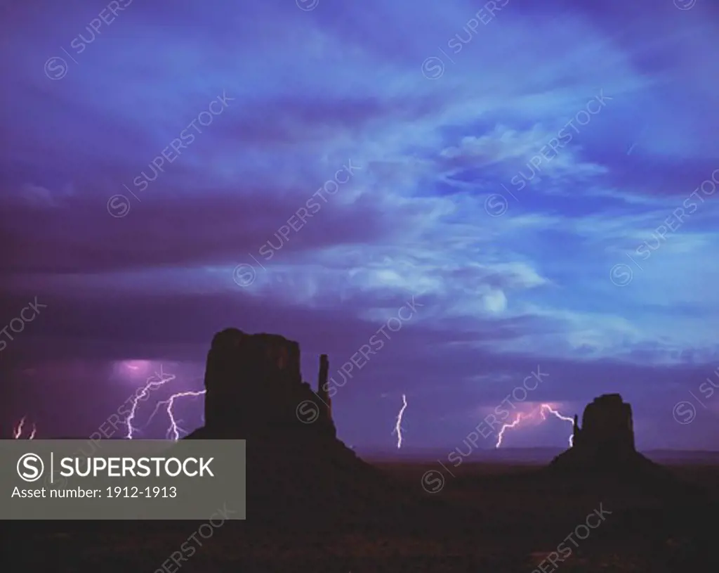 Moonlit Lightning  Monument Valley Tribal Park  Utah