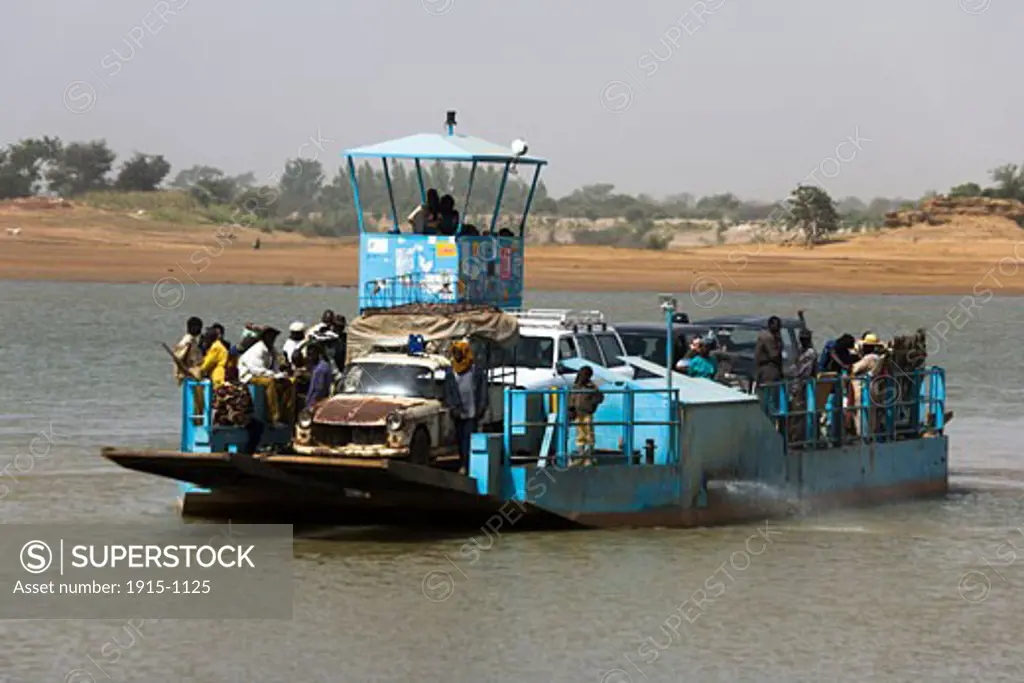 Ferry Crossing Bani River Outskirts of Djenne Mali