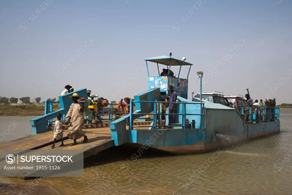 Ferry Crossing Bani River Outskirts of Djenne Mali
