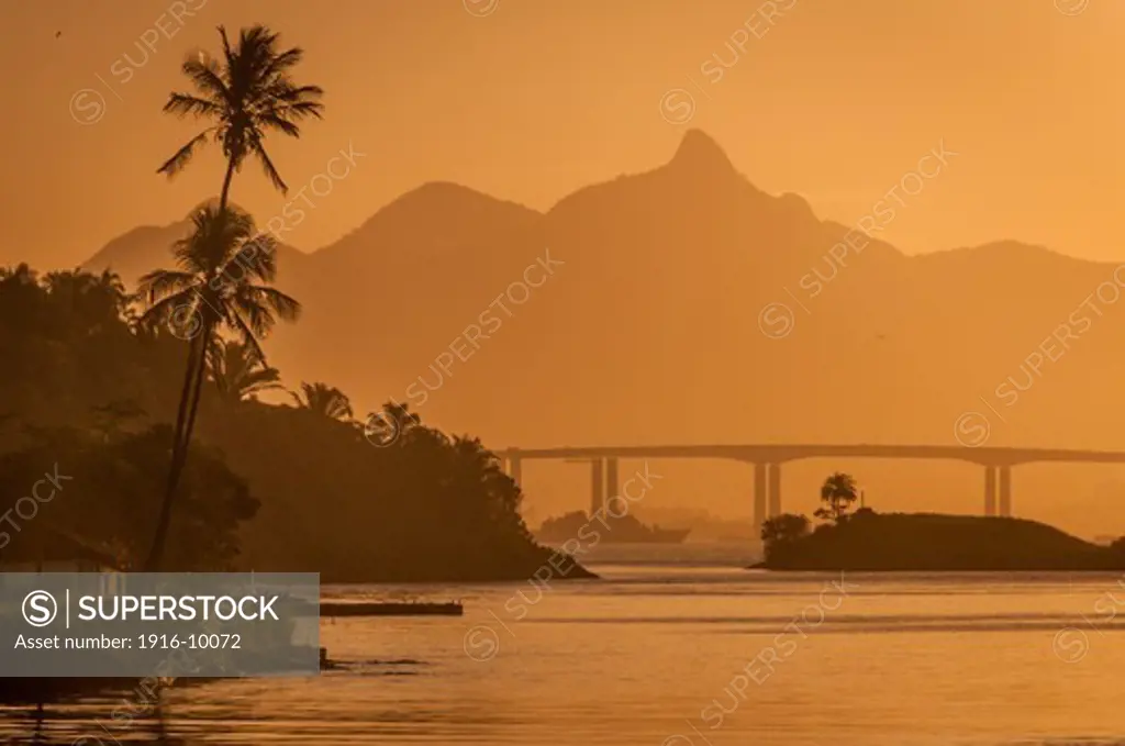 Sunset at Guanabara Bay in Rio de Janeiro - Brazil