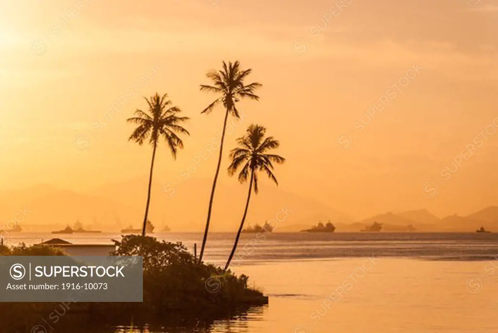 Sunset at Guanabara Bay in Rio de Janeiro - Brazil