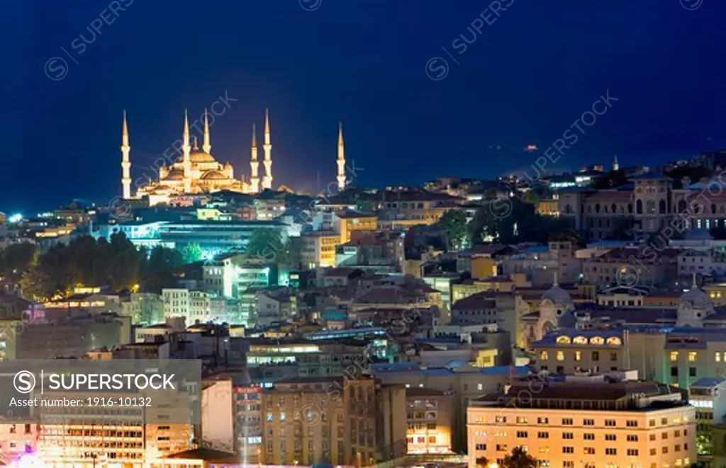 Fatih district and Sultan Ahmet Mosque or Blue Mosque, Turkey, Istanbul