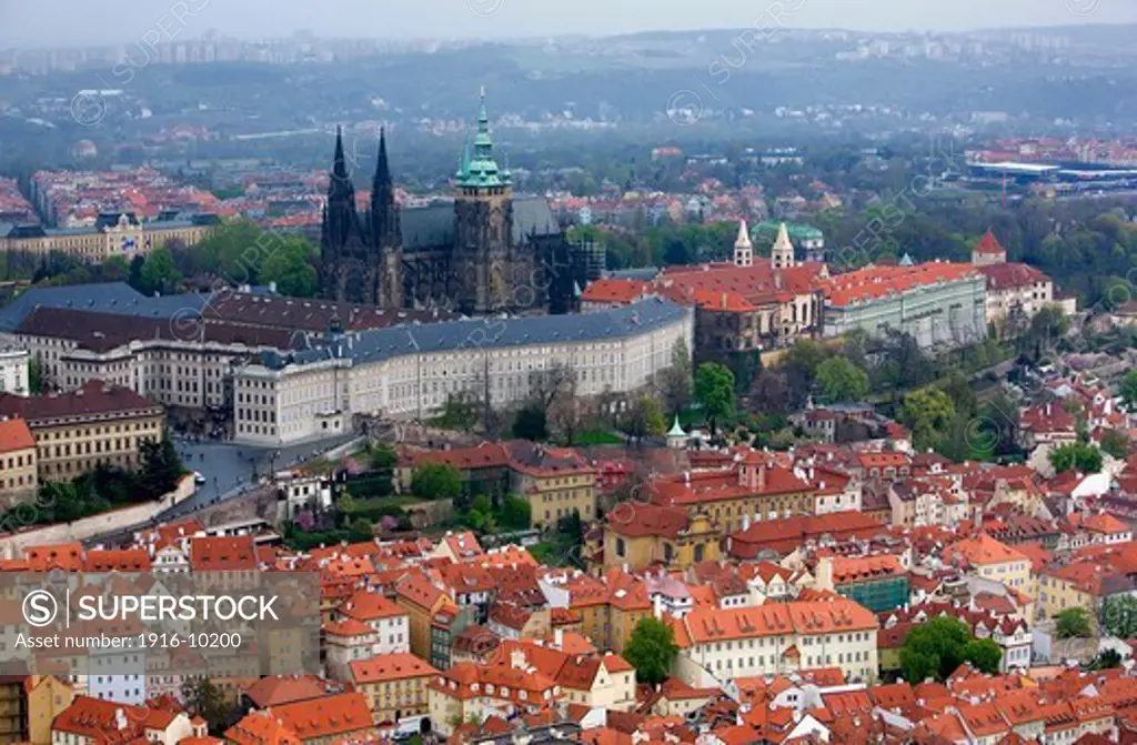 Vitus Cathedral and Prague Castle. Hradcany quarter.Prague. Czech Republic