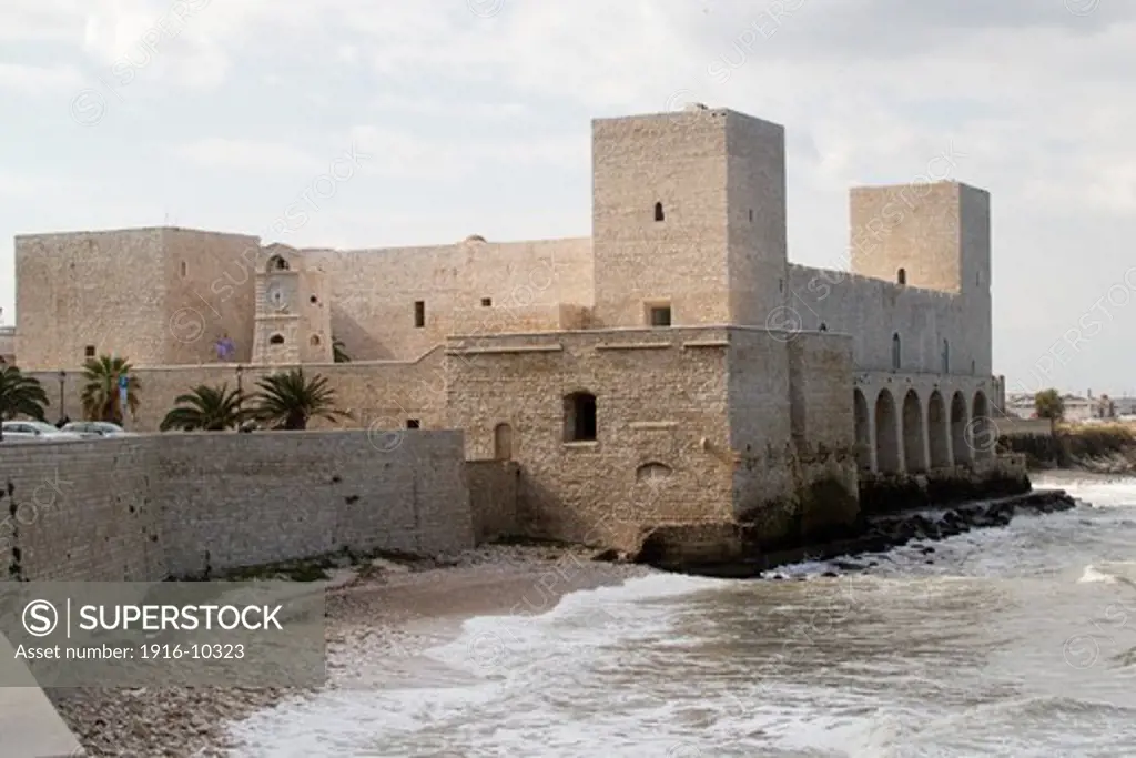 Trani Castle (Castello) sits on the shore,built in 1249 by the Norman ruler Frederick II.Trani,Puglia,Italy