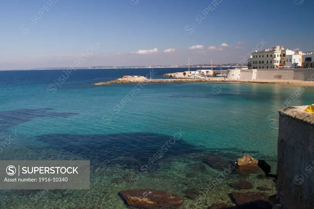 Clean blue waters attract tourists to the area around Puglia.Gallipoli,Puglia,Italy