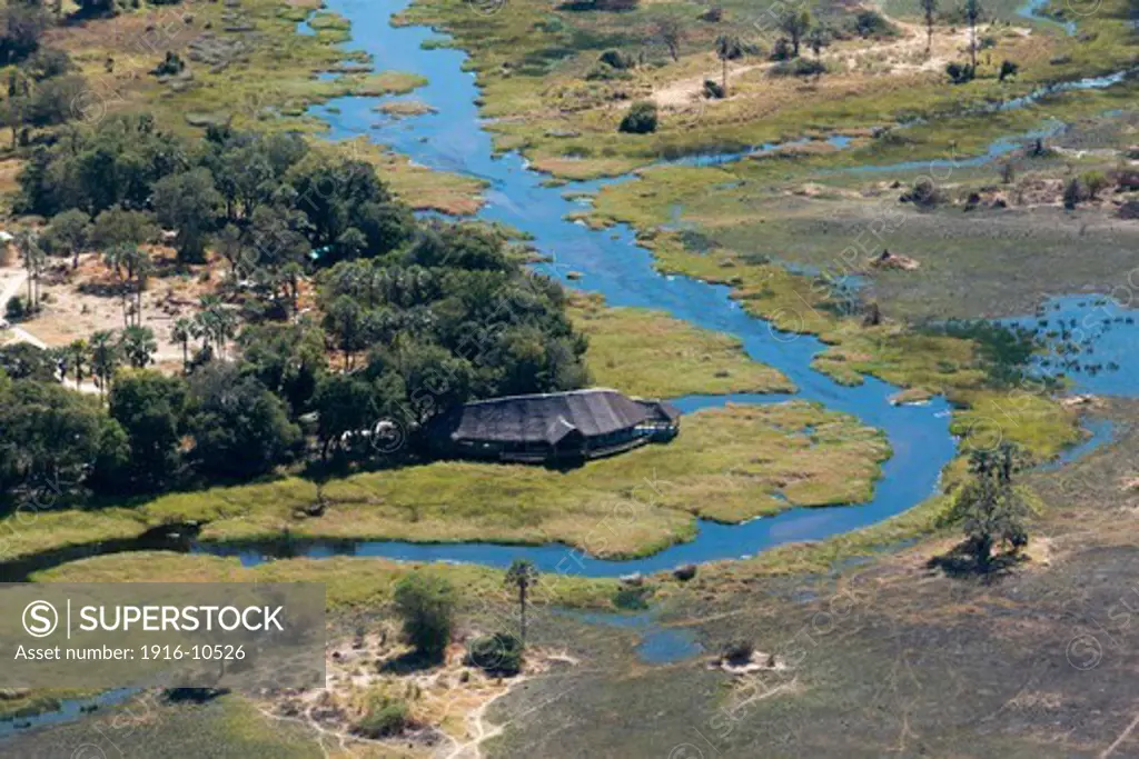 Aerial views from Camp Savute Elephant Camp by Orient Express in Botswna in Chobe National Park and Camp Camp Eagle Island Camp by Orient Express , outside the Moremi Game Reserve in Botswana. The