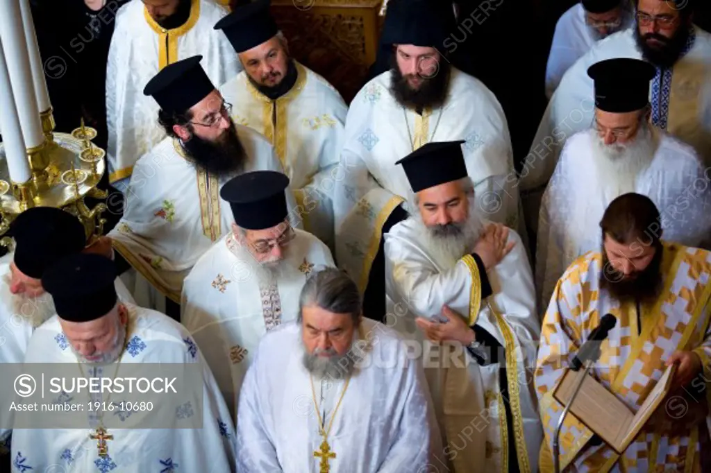 Priests of the  Orthodox Church. Parikia. Paros island. Ciclades islands. Greece
