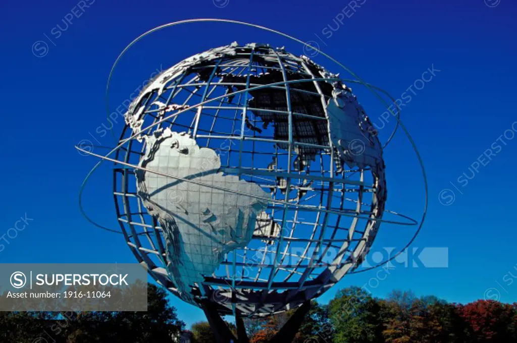Unisphere At Corona Park, Flushing Meadow, Queens, New York; Metal Sculpture Of Earth At Site Of 1939 Worlds Fair