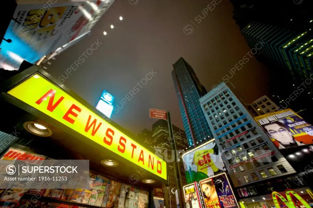 News Stand in Times Square, Midtown Manhattan, New York, NY