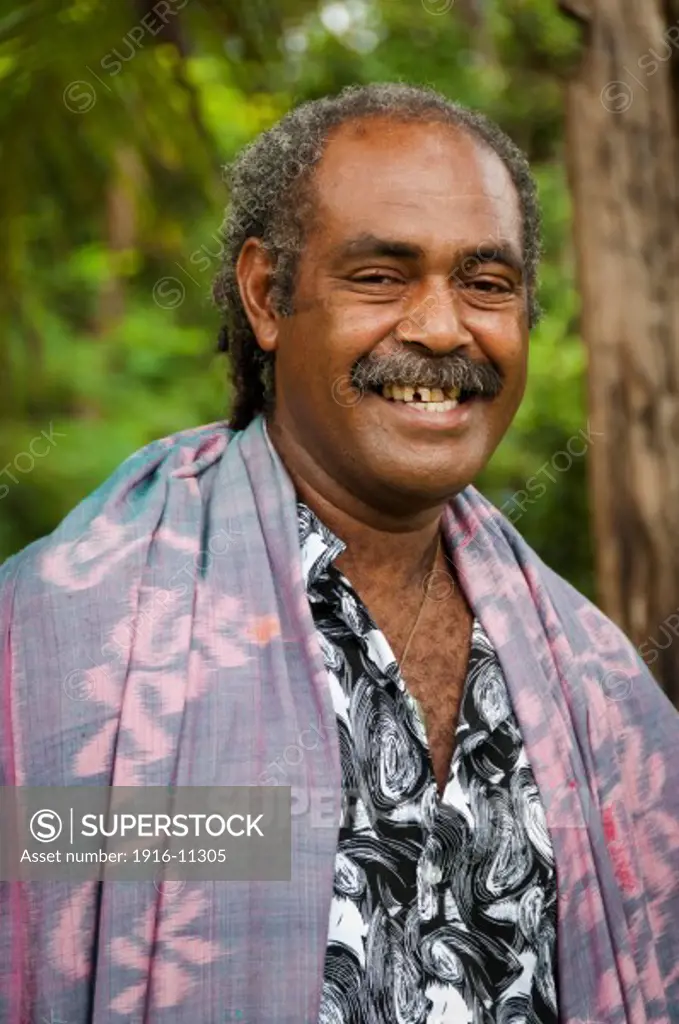 Tui Talili of Bulou's Eco Lodge, Navala Village, Viti Levu Island, Fiji.