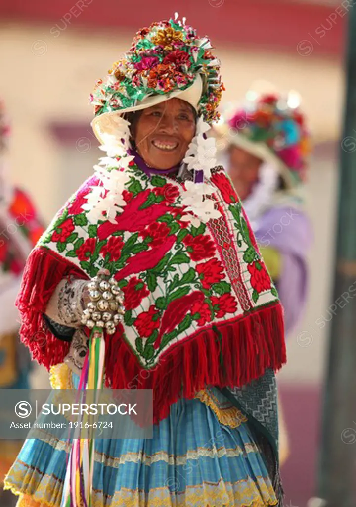 Mexico, Edo de Mexico, Temascalcingo, Sheppards dance performed in New Years eve in San Miguel Arcangel temple