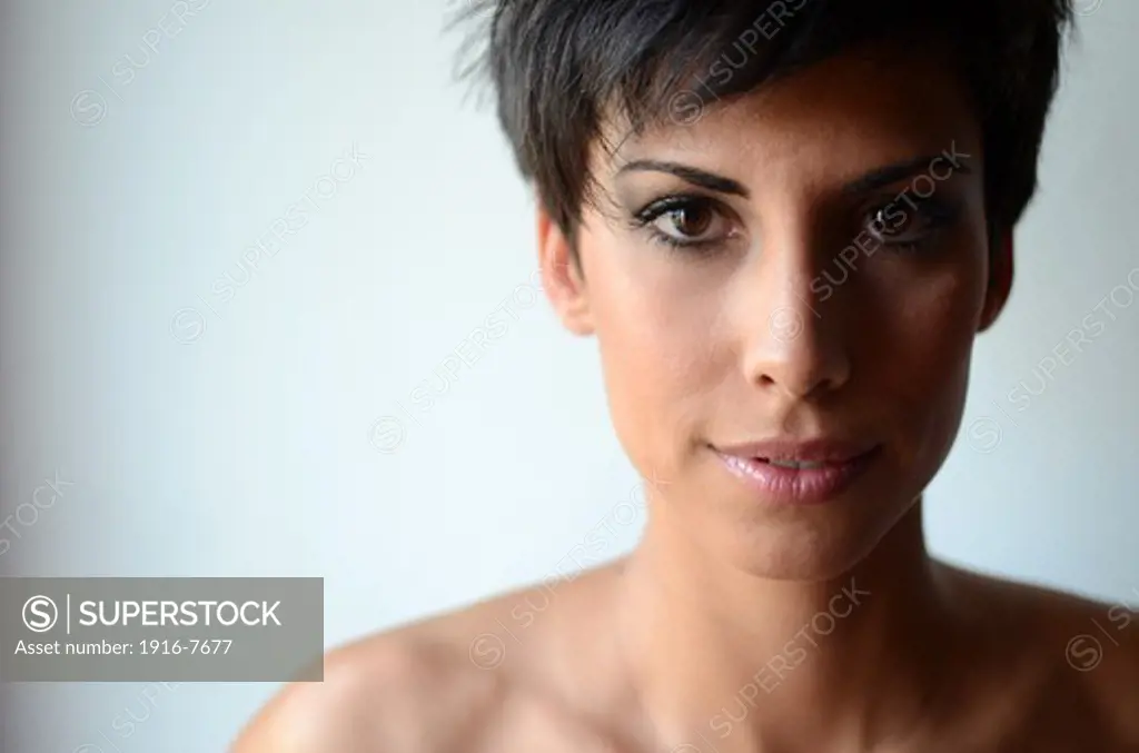 Attractive short haired woman
