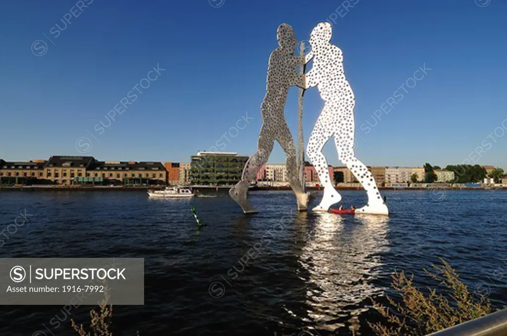 Germany, Berlin. The Microbic Man, one of the most famous sculptures of the modern Berlin