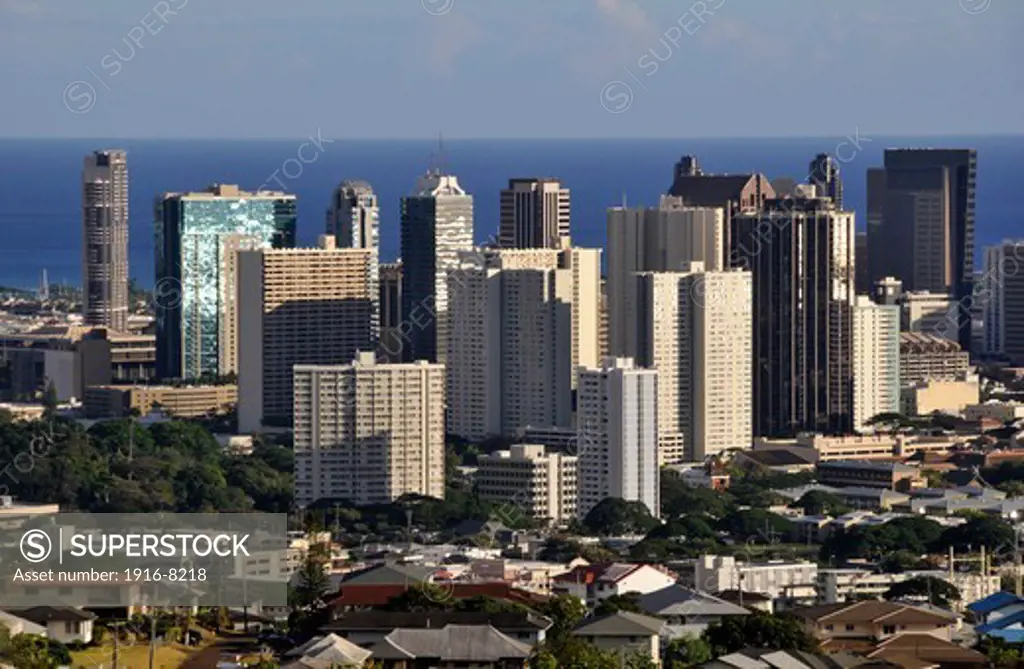 Buildings in downtown Honolulu, Oahu, Hawaii, USA