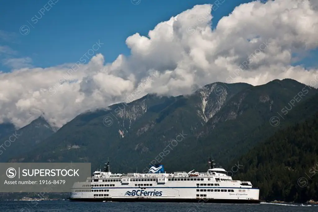 A BC Ferry arrives to Horseshoe Bay. West Vancouver, British Columbia, Canada