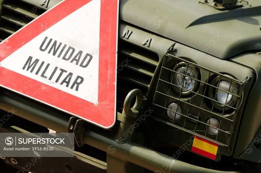 Spanish military unit sign on the front of a car.