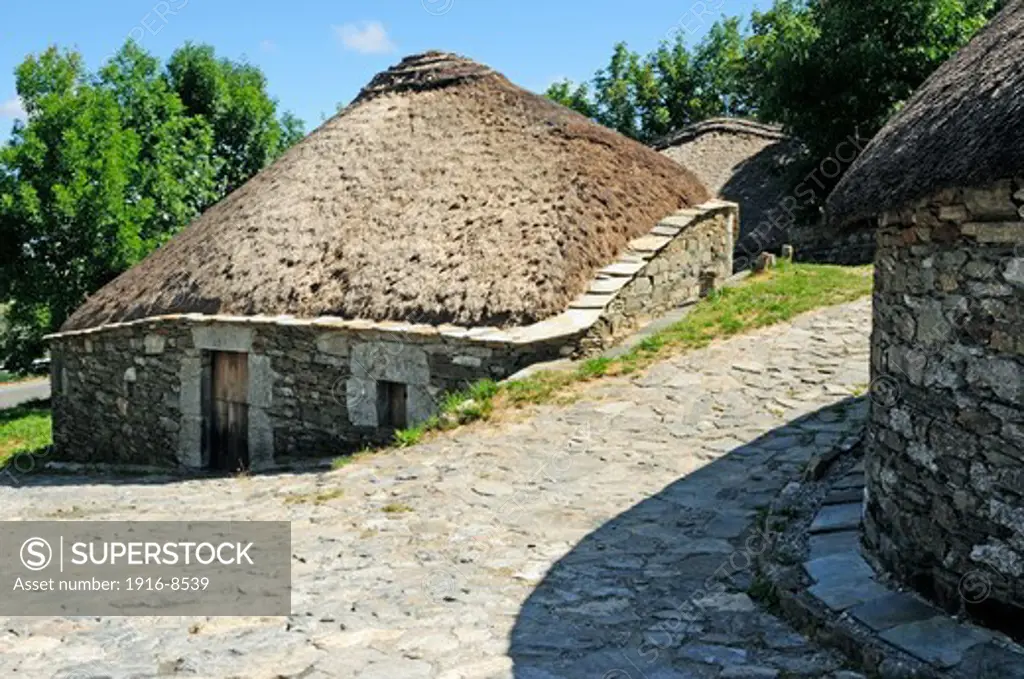 Traditional houses named 'pallozas' in the village of O Cebreiro, the Saint Jame´s way entrance to Galicia.