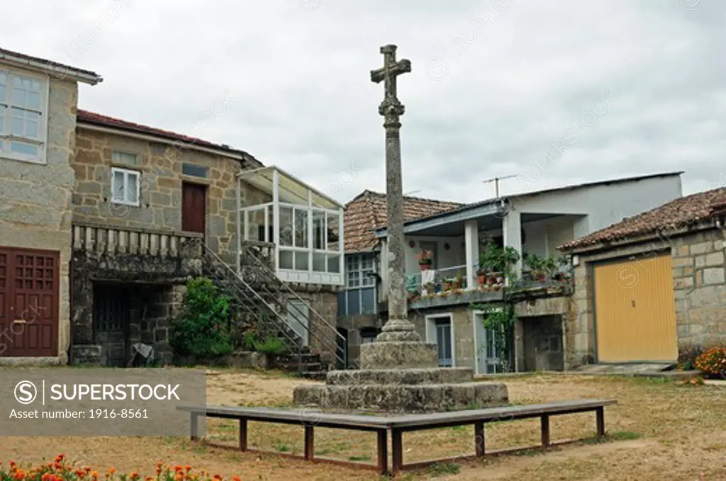 Stone Cross in San Clodio village. Leiro, Ourense, Galicia, Spain