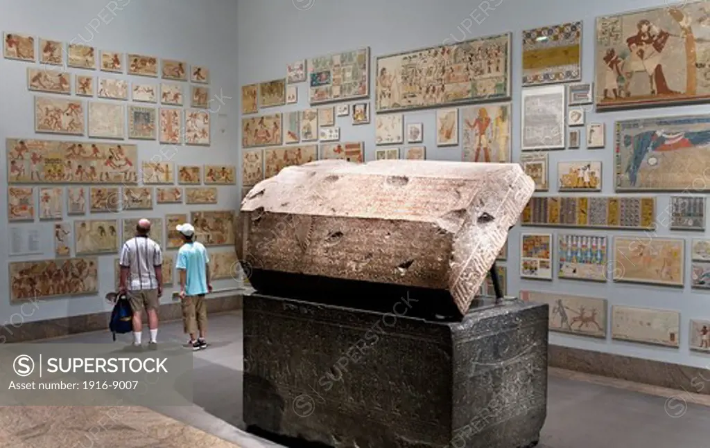 The MET, Metropolitan Museum of Art. Egyptian galleries. Sarcophagus of Wennefer in the center,New York City, USA