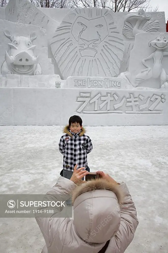 Visitors,Sapporo snow festival, snow sculpture,Odori Park,Sapporo, Hokkaido, Japan