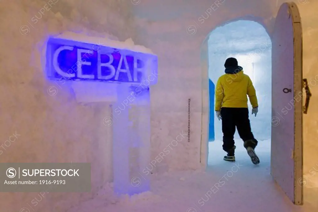 Ice bar,Igloo Village on Shikaribetsu frozen lake,Snow Water surface ,Shikaribetsu, Hokkaido, Japan