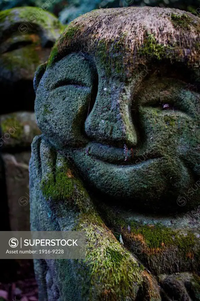 Stone staues at Otagi Nenbutsu ji Temple, Arashiyama Sagano area,Kyoto. Kansai, Japan.