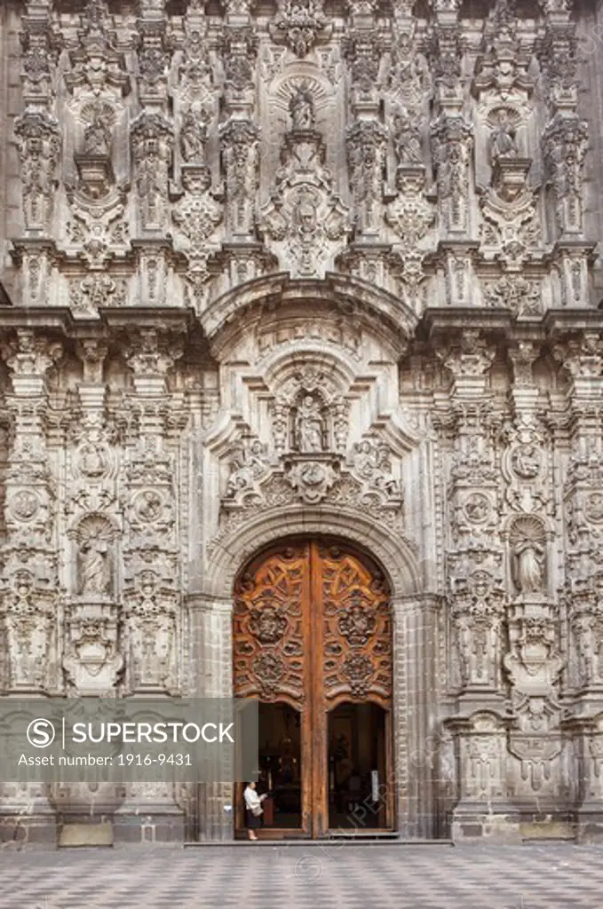 Facade of Sagrario church, in Metropolitan Cathedral, in Plaza de la ConstituciÌ_n, El Zocola, Zocola Square, Mexico City, Mexico