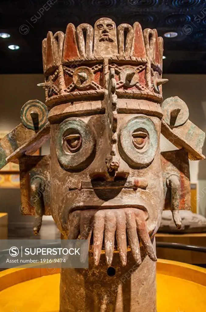 Dios del Agua,God of Water, 900-1500 dc, National Museum of Anthropology. Mexico City. Mexico