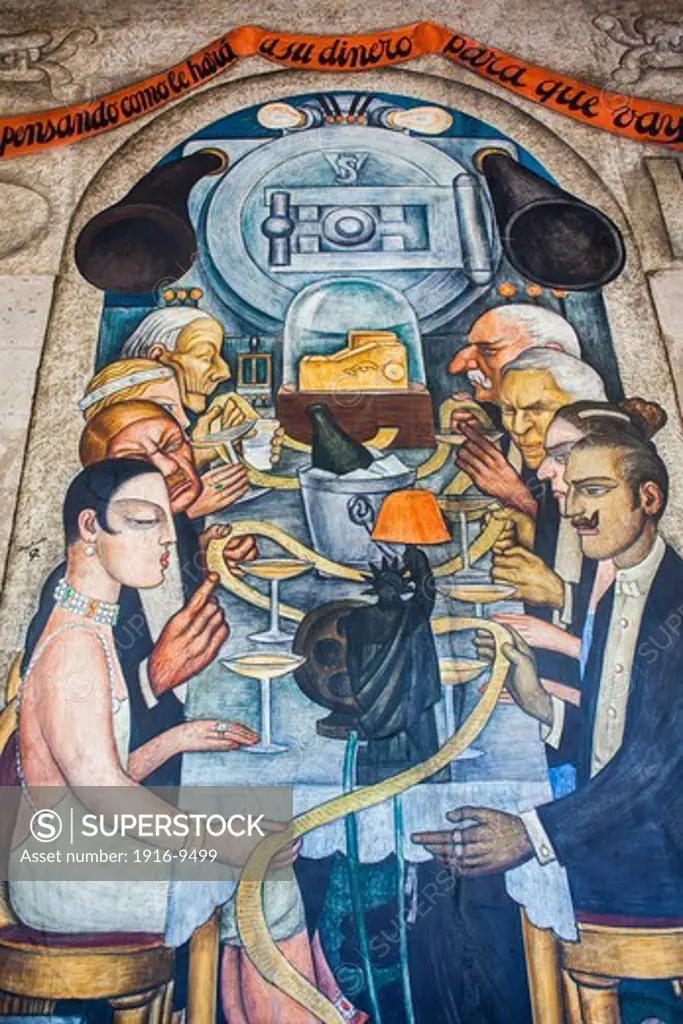 Wall street banquet by Diego Rivera, at SEP (Secretaria de Educacion Publica),Secretariat of Public Education, Mexico City, Mexico