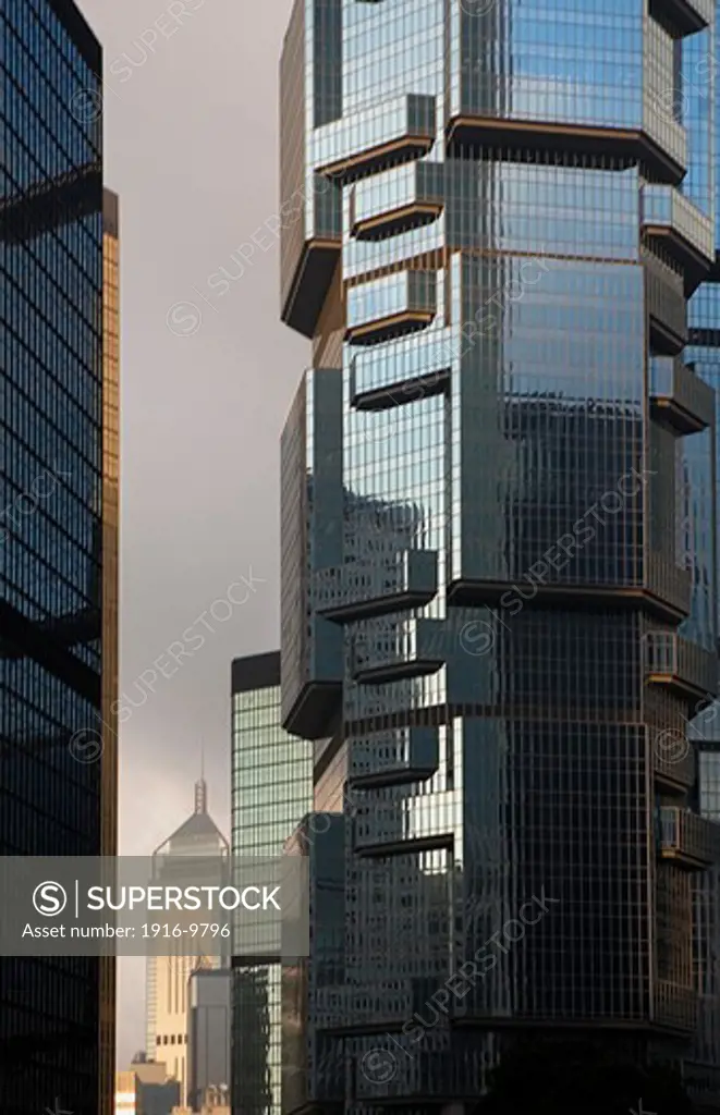 Cityscape. Lippo tower at right. In background Central Plaza Building,Hong Kong, China