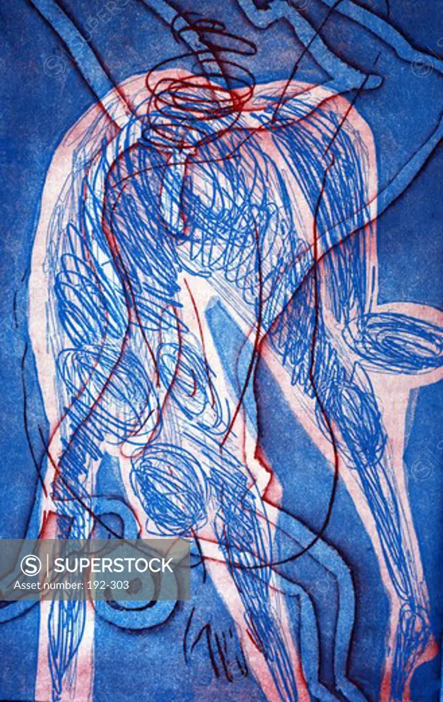 Figures in Red and Blue, by Diana Ong, (born 1940)