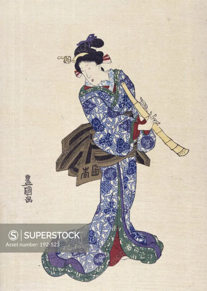 Shakuhachi  Utagawa Toyokuni (1769-1825/Japanese)  Woodblock print Private Collection 