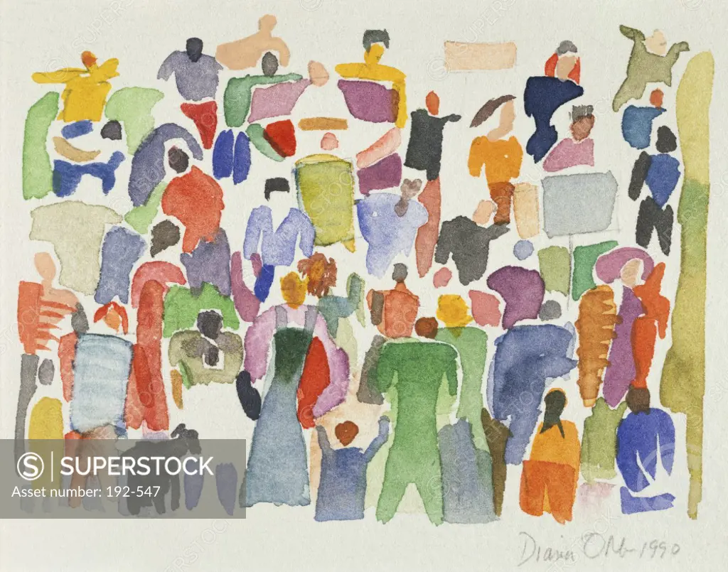 Crowd #16 1990 Diana Ong (b.1940 Chinese-American) Watercolor
